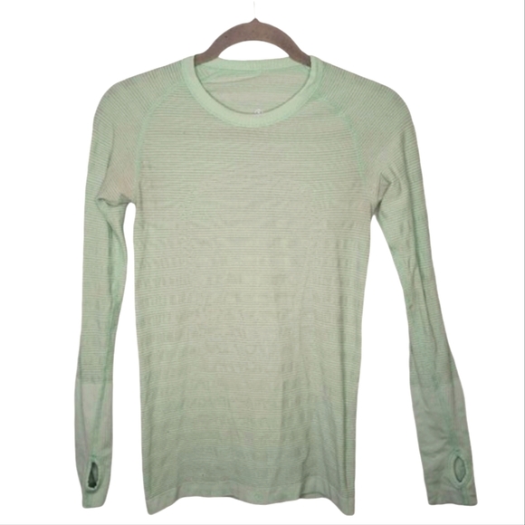Lululemon Swiftly Tech Long Sleeved Crew Neck Green Tee Shirt - Picture 1 of 6